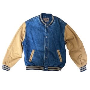 Vintage 90s denim varsity bomber jacket size L